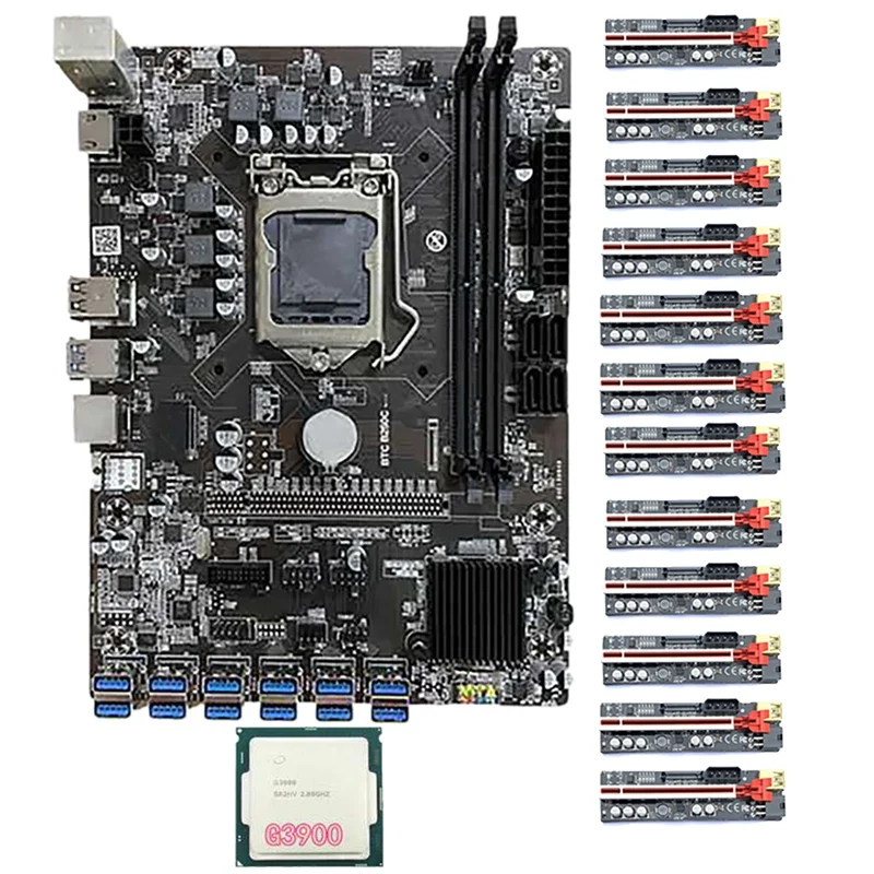 

Материнская плата B250C BTC для майнинга, 12 USB3.0 LGA1151 DDR4 DIMM с 12 шт. искусственными дисками, 1X 16X карта расширения + 1 ЦП