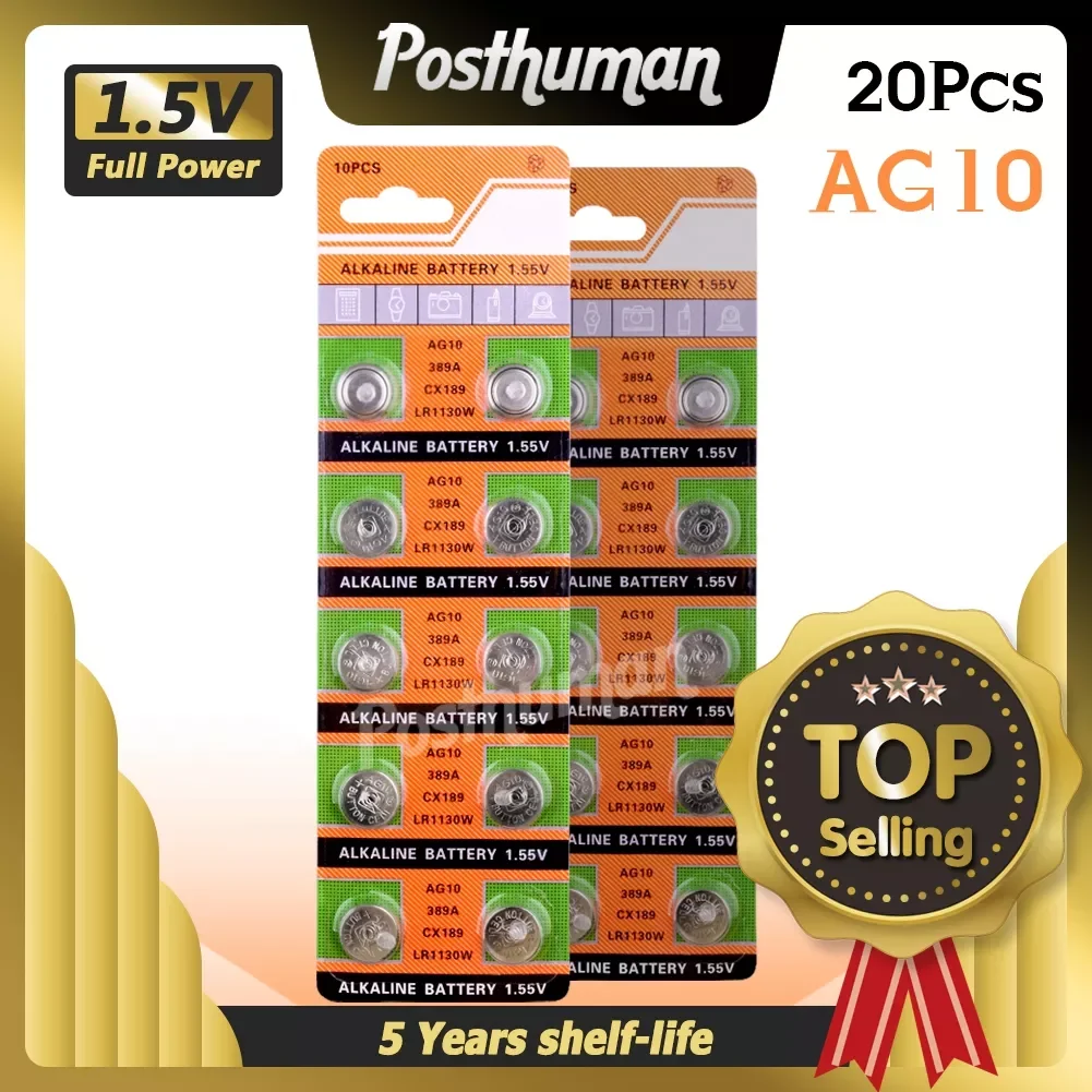

NEW 20PCS AG10 Calculators Computers 1.55V LR54 189 Alkaline LR1130 L1131 389 Batteries Button Cell Coin For Clocks Watches Batt