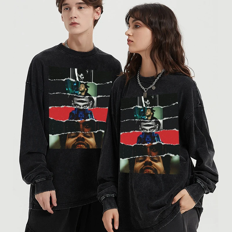 

Футболка weeknd с длинным рукавом в стиле рэпера, свободного покроя, в стиле унисекс, весна-лето, новинка 2023, хлопковая футболка