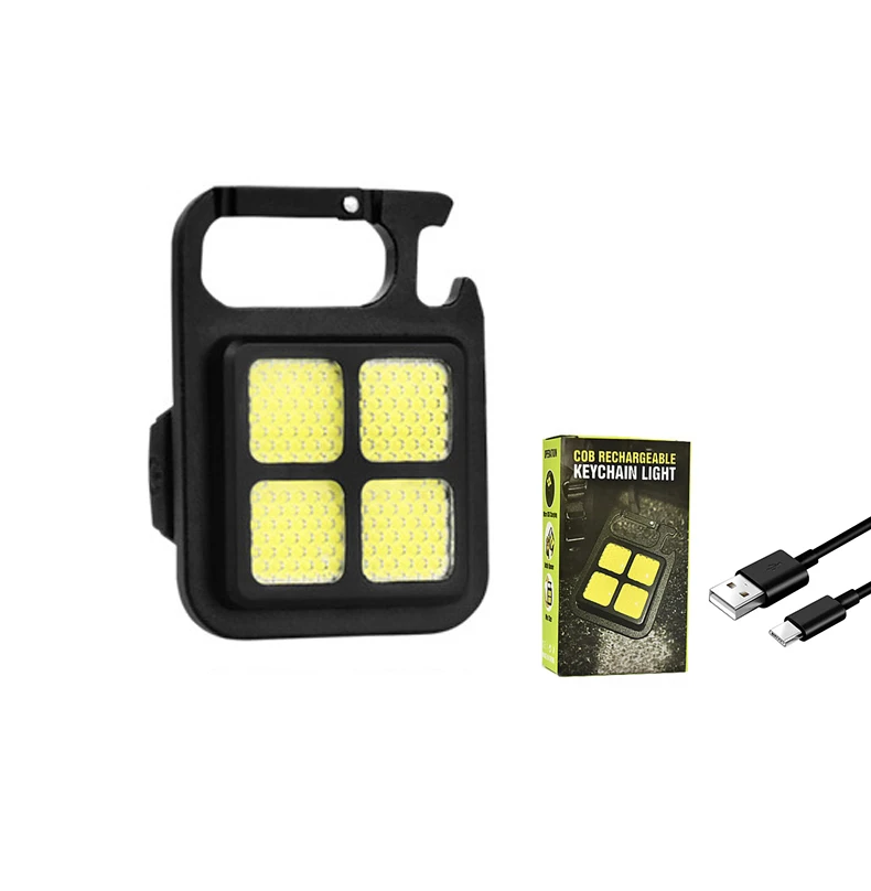 2024 Multifunctional Portable Strong Light Mini Keychain Working Outdoor USB Rechargeable COB LED Bright Flashlight