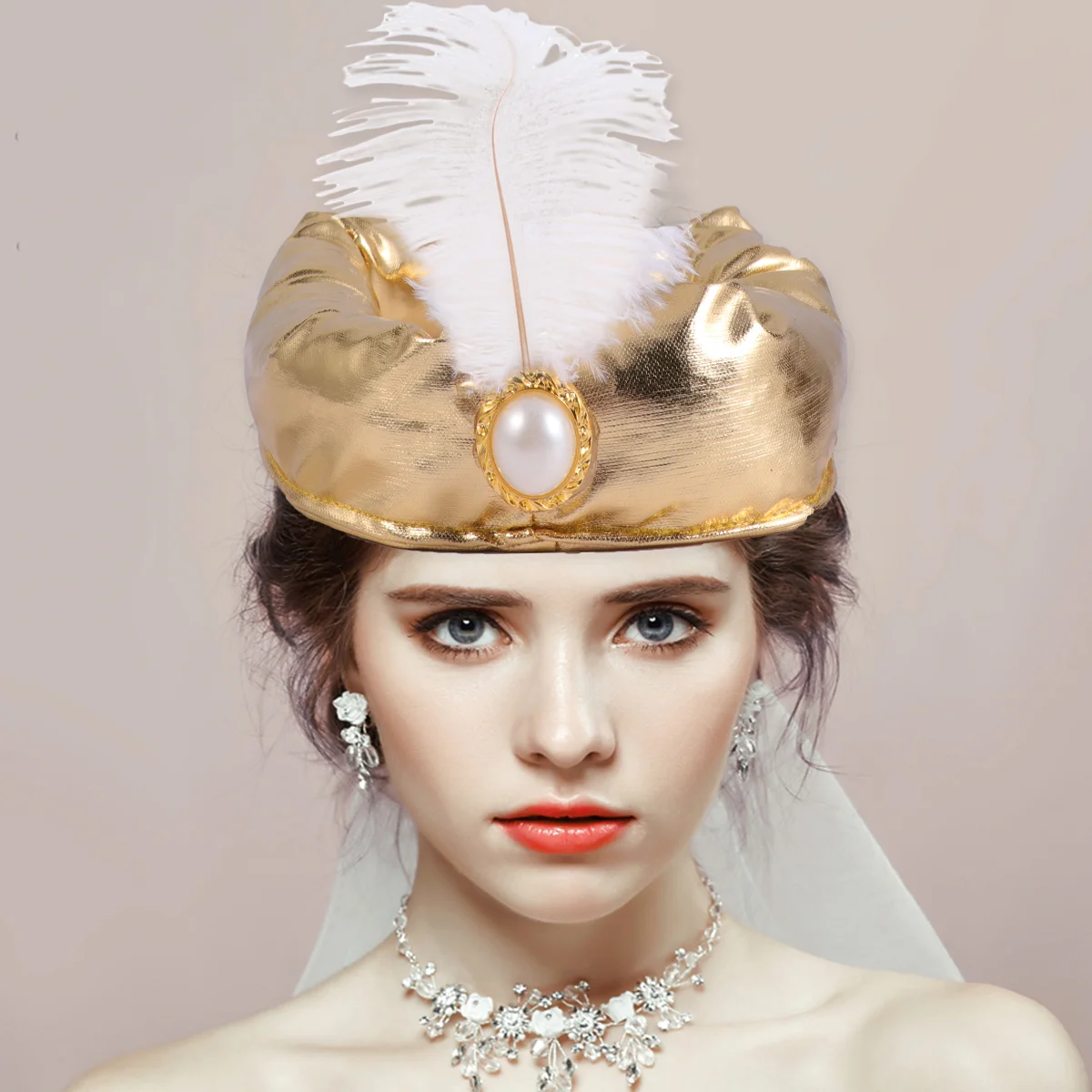 Индийская Арабская шляпа Султан головная повязка индийская костюм (Золотой)