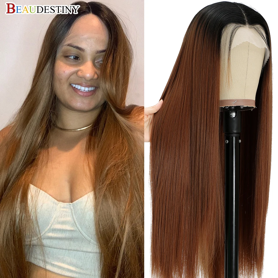 

Chocolate Brown Lace Front Wigs Straight Lace Front Wigs Synthetic Hair Lace Glueless Wigs On Sale Clearance With Free Shipping