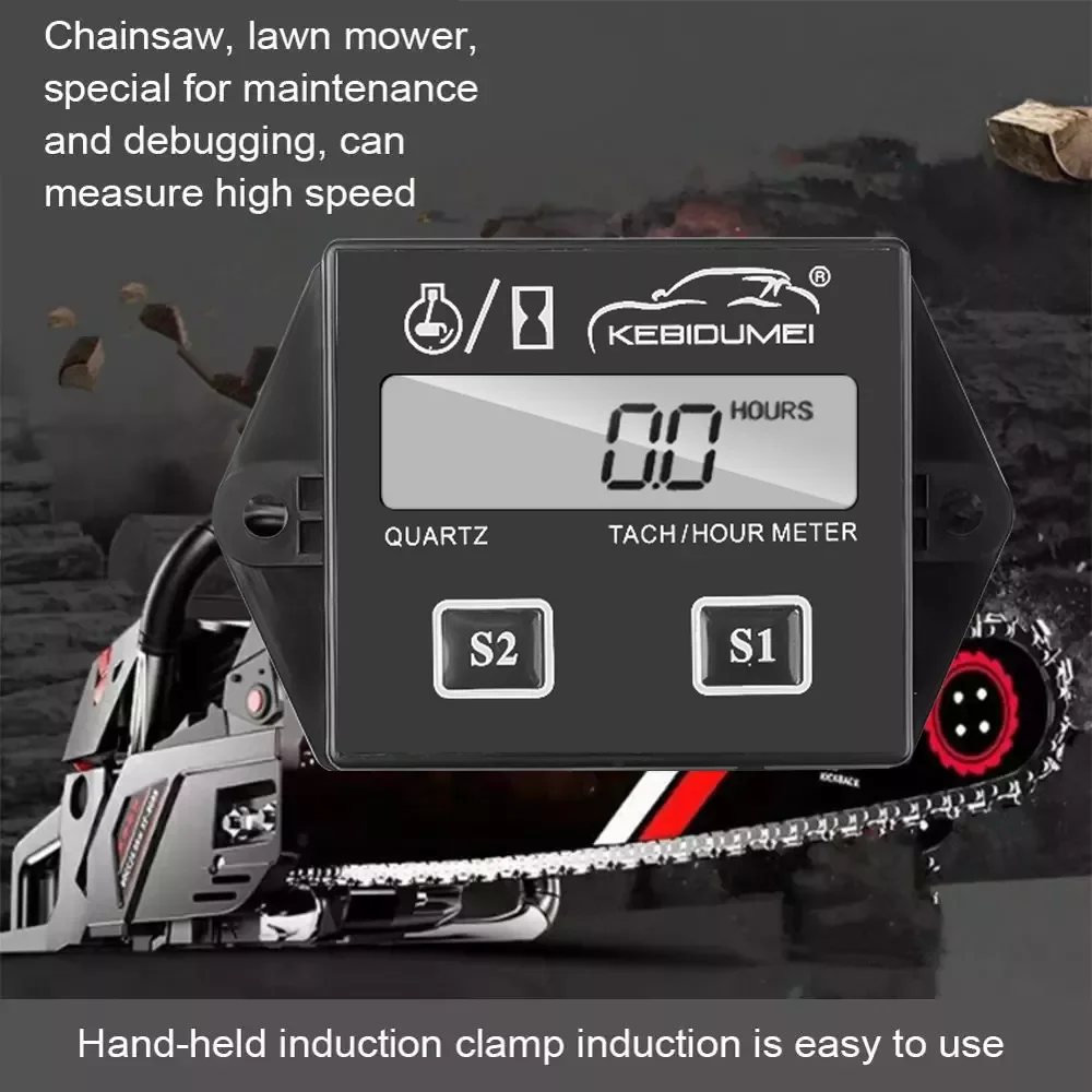 

kebidumei Car Engine Tach Hour Meter Tachometer Gauge Engine RPM LCD Display For 2 4 Motorcycle Motor Stroke Motorcycle Boat