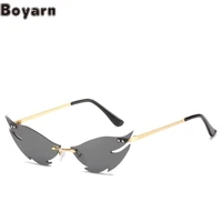 boyarn new rimless sunglasses steampunk personality irregular glasses street photography exaggerated shark style sungl