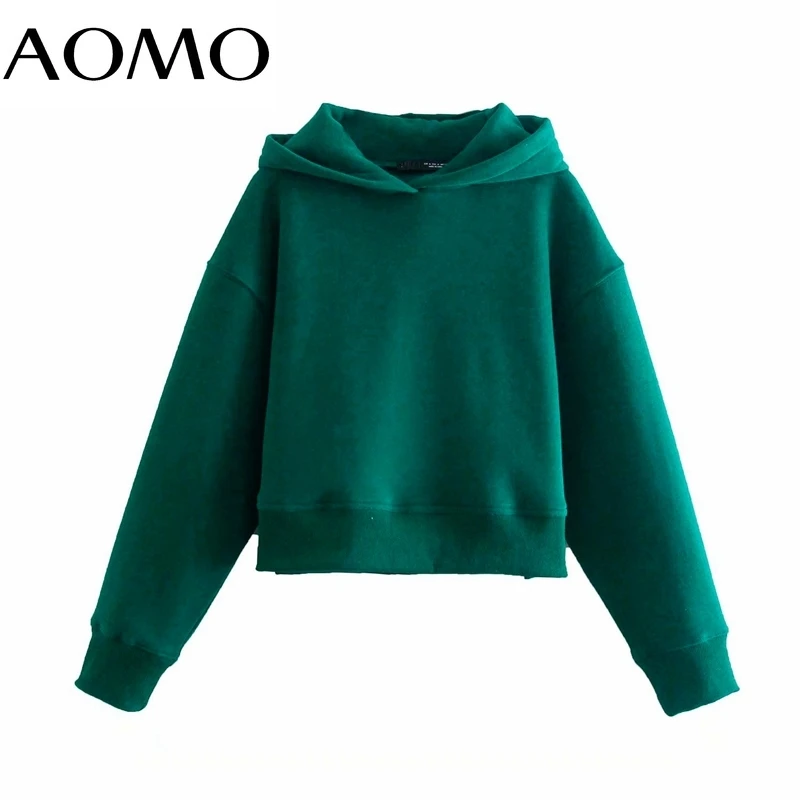 

Женская зеленая флисовая толстовка AOMO с капюшоном, сезон осень-зима 2021, женские пуловеры оверсайз, топы 6P76A