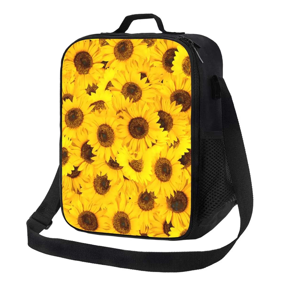 

Sunflower Lunch Bag Yellow Floral Print Cute Lunch Box Beach Convenient Thermal Tote Handbags Print Cooler Bag