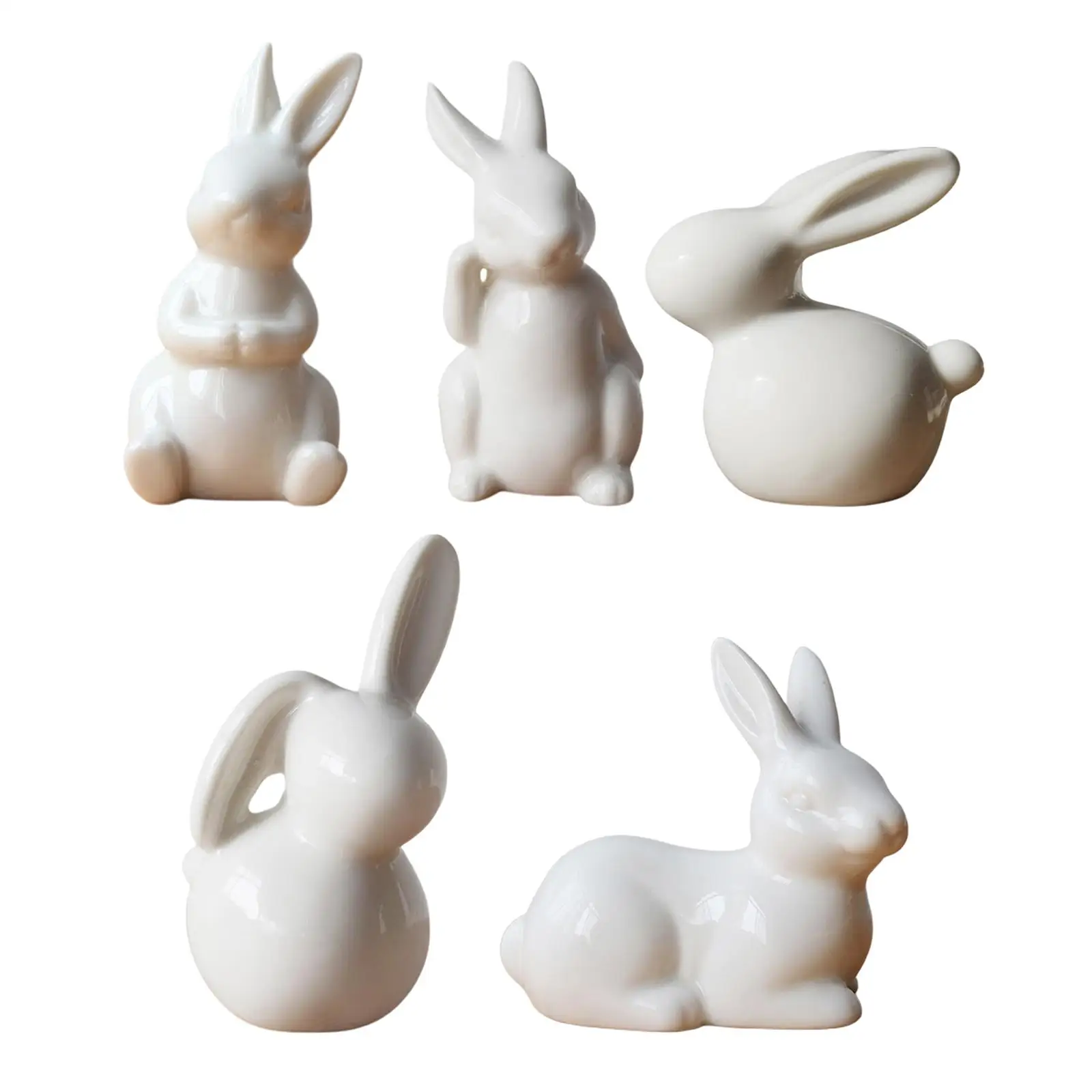 

White Rabbit Ceramic Figurines Home Decoration Gift Modern Home Desk Statue