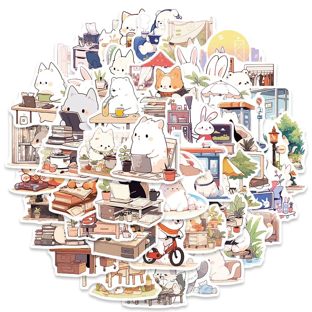 

10/30/50pcs Creative Anime Animal Stickers Art Rabbit Cartoon Sticker Luggage Diary Skateboard Phone Graffiti Decal Toys Gift