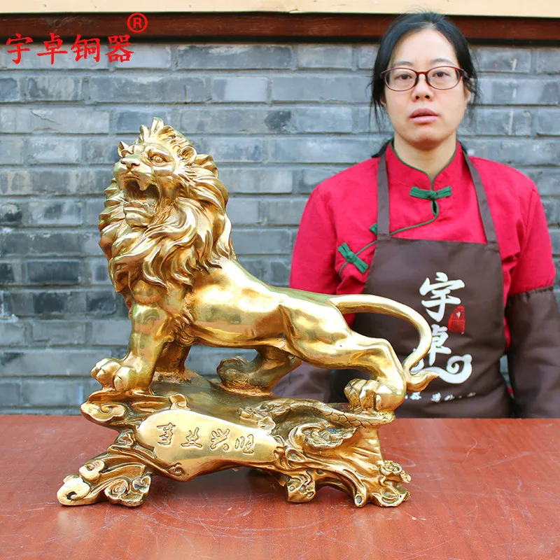 

Pure Copper Lion Yellow Copper Lion Standing Lion Copper Lion Home Decorative Crafts Ornaments