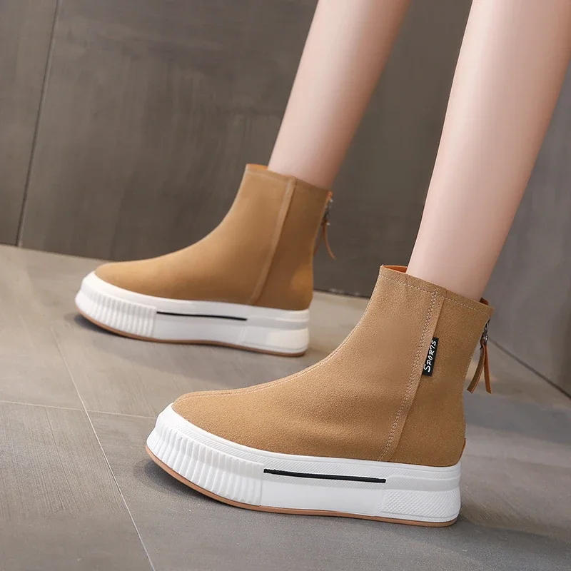 Высокий внешний вид толстая подошва внутри универсальные утягивающие матовые