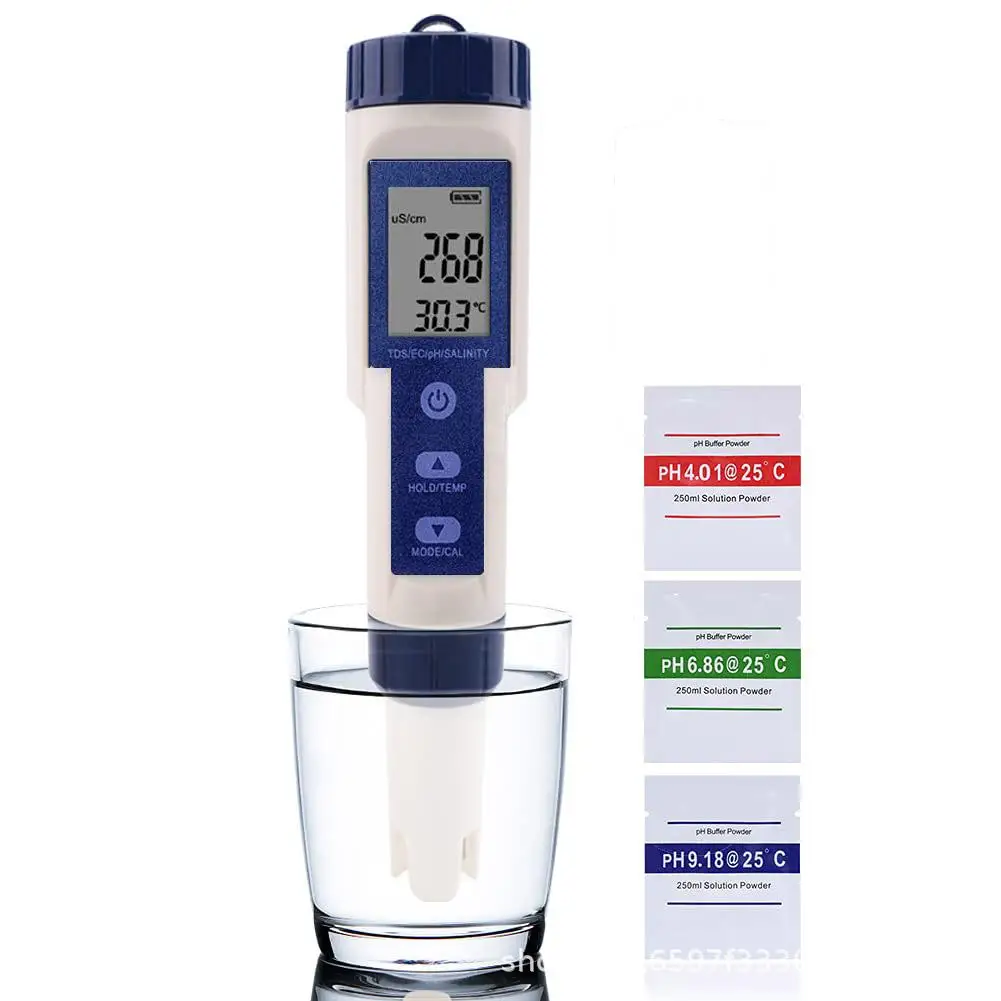 

5 In 1 Digital Water Quality Monitor Tester Tds/ec/ph/salinity/temperature Meter For Swimming Pool Drinking Water Aquarium