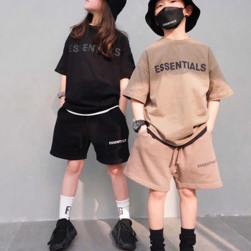 

Essentials Kids Spring Hoode+Pants Sets Cotton Loose Casual Street Boy Girl Letter Print Unisex Suit 3-13Y Children's Clothing