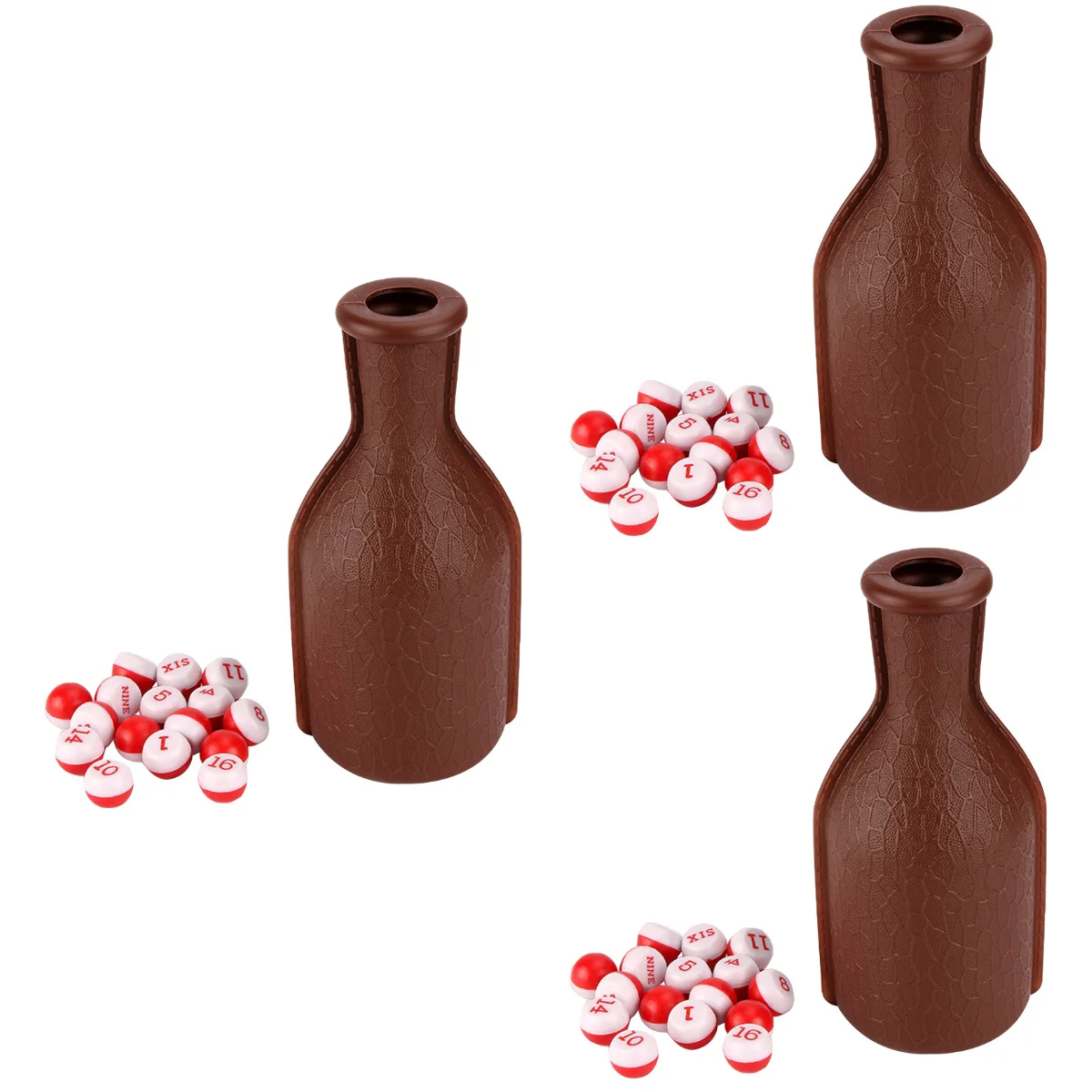 

3pcs Billiard Shaker Bottle Set Snooker Plastic Dice Bottle with Numbered Tally Balls Billiards Accessory (Brown)