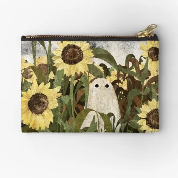 

There Is A Ghost In The Sunflower Field A Zipper Pouches Small Wallet Women Panties Coin Underwear Bag Cosmetic Packaging