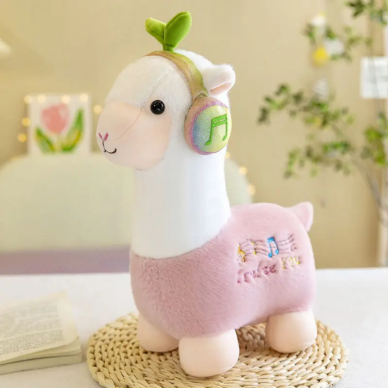 

Large Cute Music Alpaca Plush Toys Fashion Animal Soft Stuffed Dolls Office Chair Sofa Kawaii Pillows Birthday Gift for Boy Girl