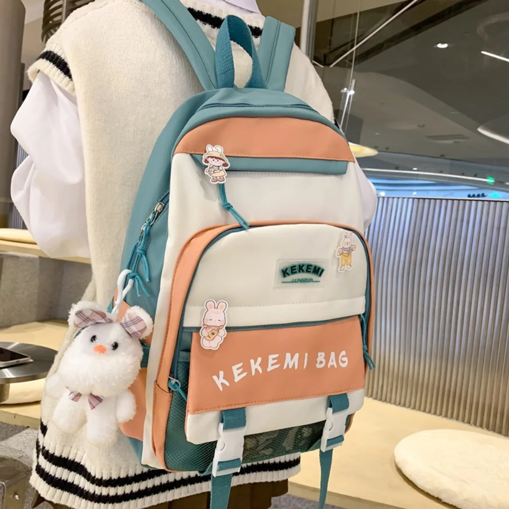 

New Patchwork Color Women Backpack Travel Girls Backpack Large Capacity Preppy Style Student Backpack High School Bag