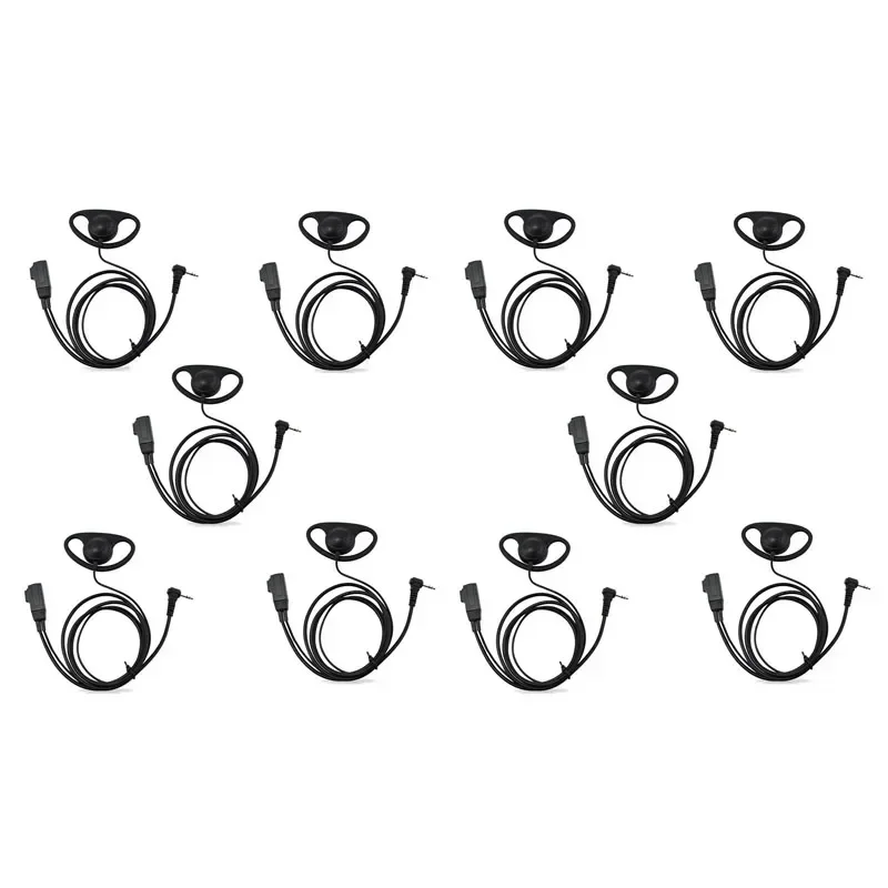10 шт. 1-контактный D-образный ушной крючок гарнитура микрофонный динамик PTT для