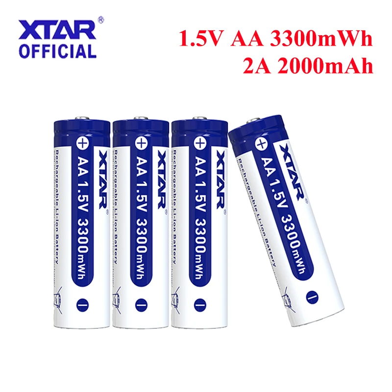 Фото Набор из 8 штук: Перезаряжаемые литиевые батарейки XTAR 1.5V AA 3300mWh (2000 мАч) с быстрой зарядкой за 2 часа (2А) и высокой токоотдачей, со светодиодным индикатором №1