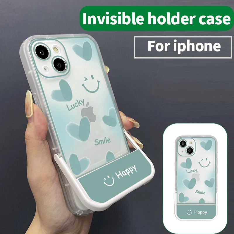 

Invisible Holder Phone Case for iPhone 14 13 12 11 PRO MAX Flowers Apple 14plus XR XS 8 7 6 PLUS All Inclusive Protective Cover