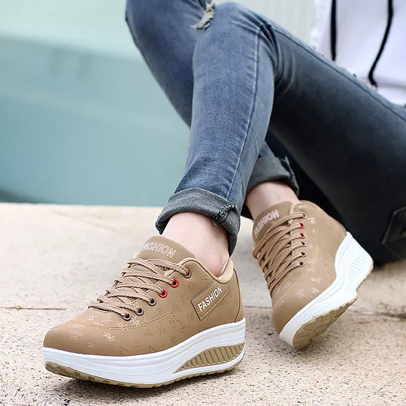 

2023New Delivery Women Sneakers New 2022 Winter Walking fashion Lace Up Wedges Platform Shoes Woman Sneakers zapatillas mujer