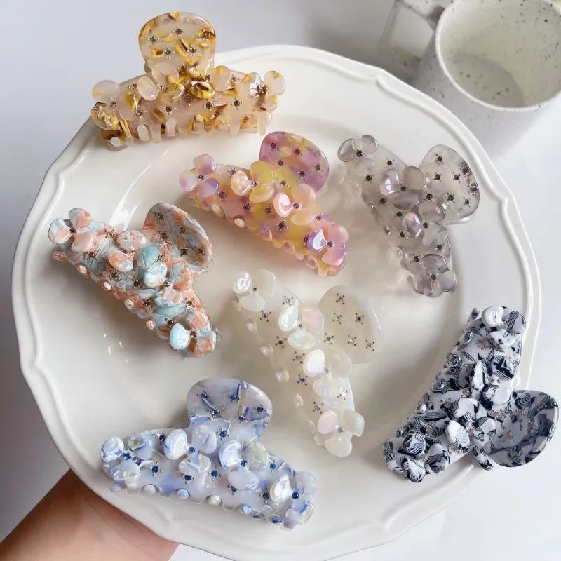 

Acetic Acid Grip Clip Vintage Flower Elegant Sweet Diamond Shark Claw Hair Clips Hair Accessories Dropshipping & Wholesale 45