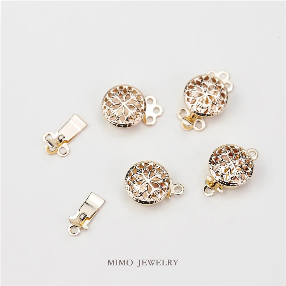 

MIMO JEWELRY Color copper plated gold circular hollow pattern hook button single row three row DIY accessories
