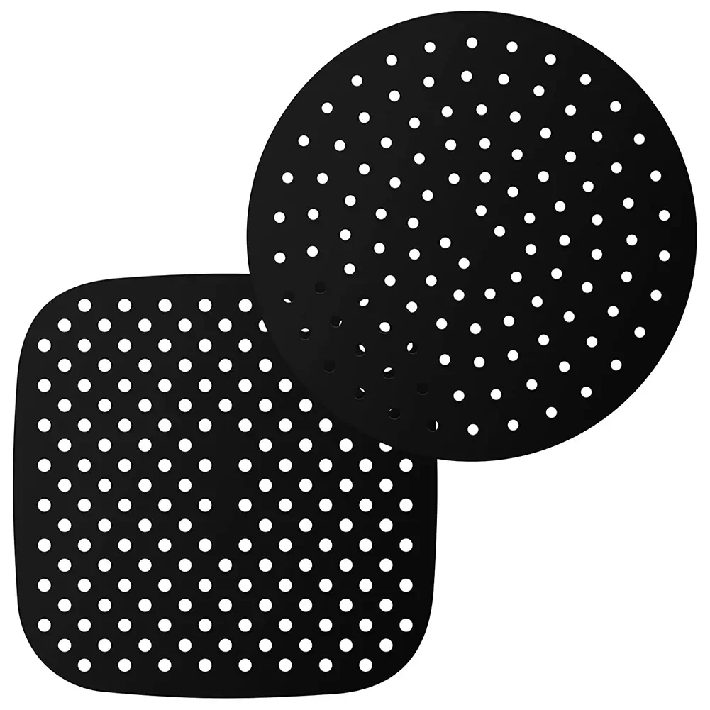 

Air Fryer Silicone Liners 8 Inch Round 7.5 Inch Square Basket Mats Air Fryer Tray Accessories Black