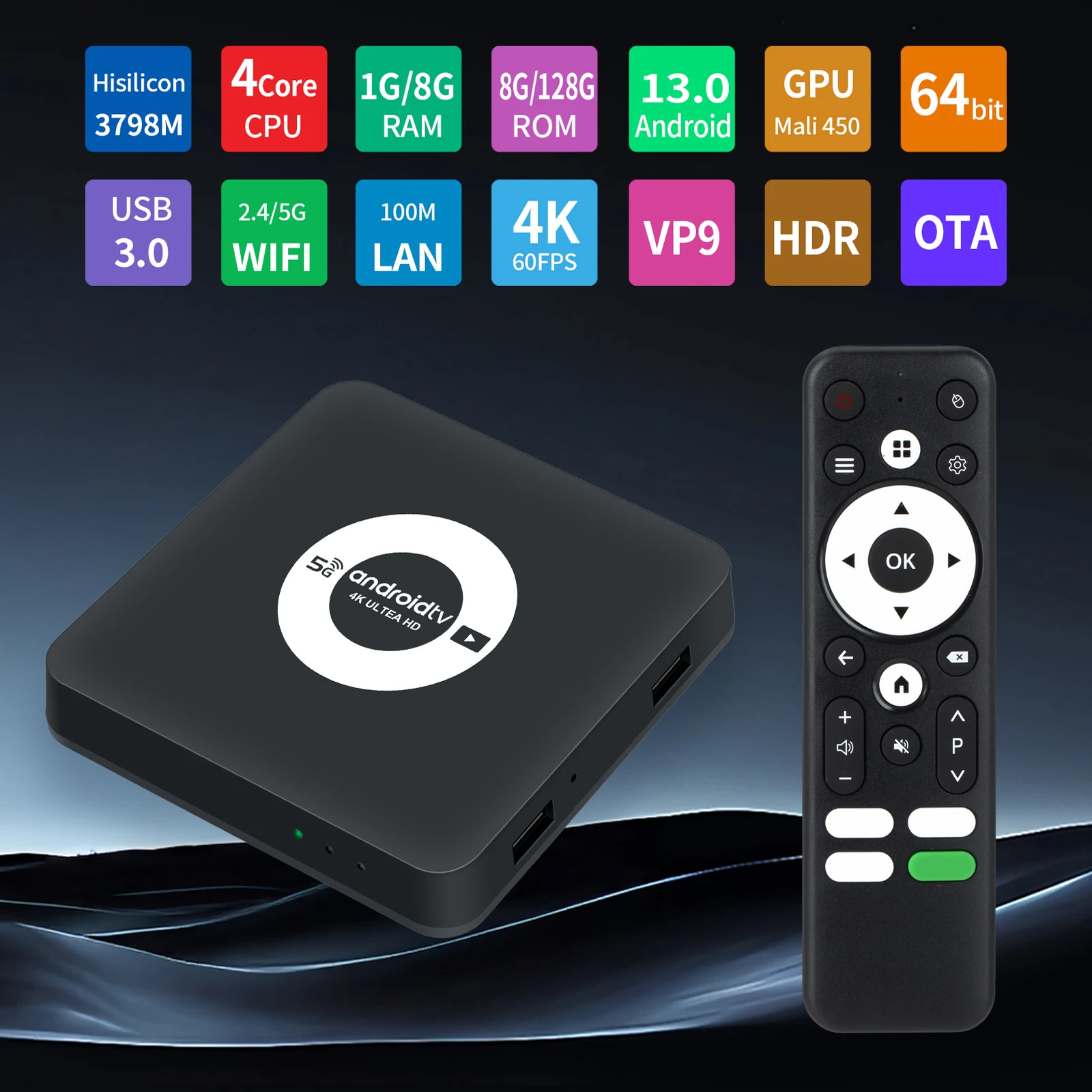 Q96 OHP 4K ATV Android13 TV BOX Hisilicon Hi3798M 8 ГБ 128 Четырехъядерный процессор Поддержка 4G 5G Dual Wi-Fi