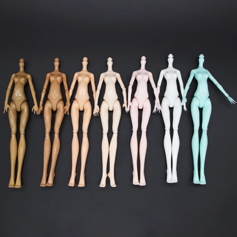 24cm Nude Doll Body + Head Toy To Fit Many Heads White Green Brown Monster Elf Girl Figure Multi-Joints Movable Toys