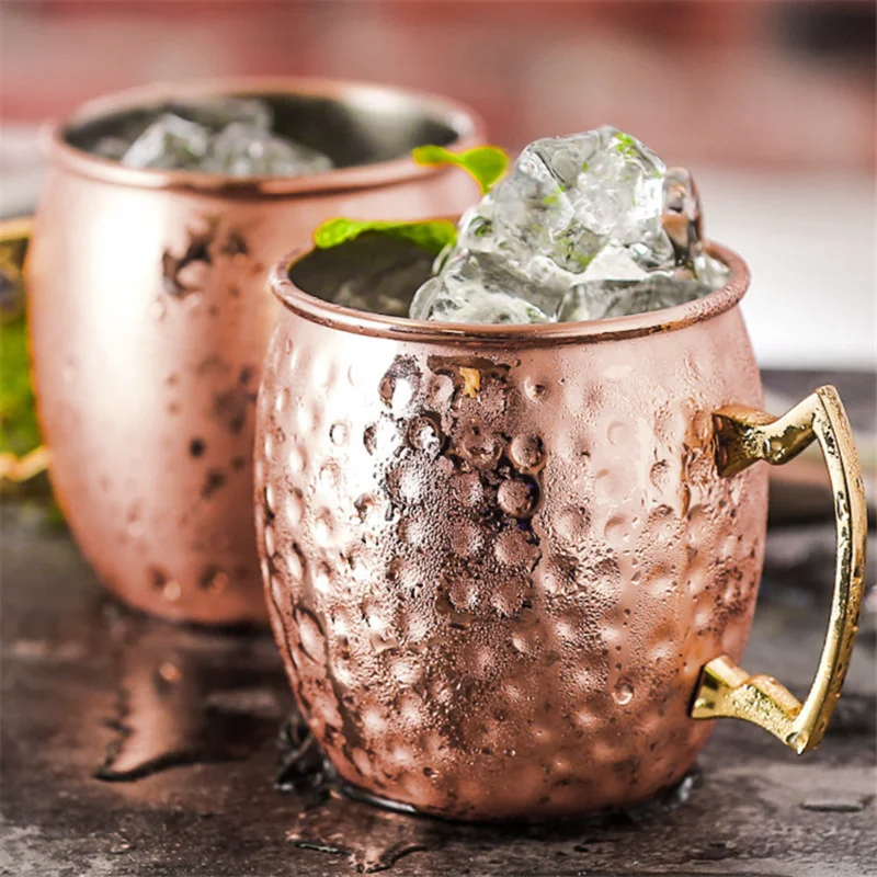 

500ml Moscow Mule Mug Drum Copper Plated Tea Beer Mug Handgrip Stainless Steel Water Glass Mugs Coffee Cups Drinkware