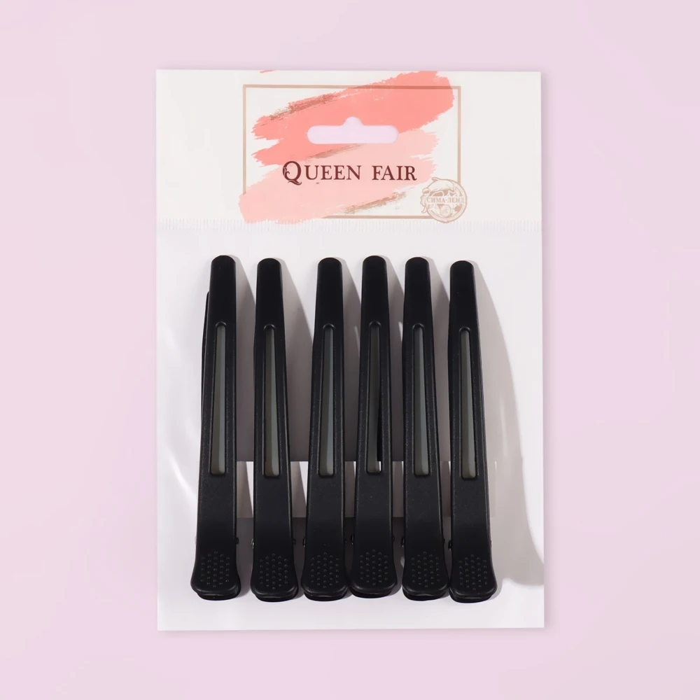 Зажим д/волос пластик 11(±1)см (набор 6шт цена за набор) силик лент чёрн пакет QF 7330215 |