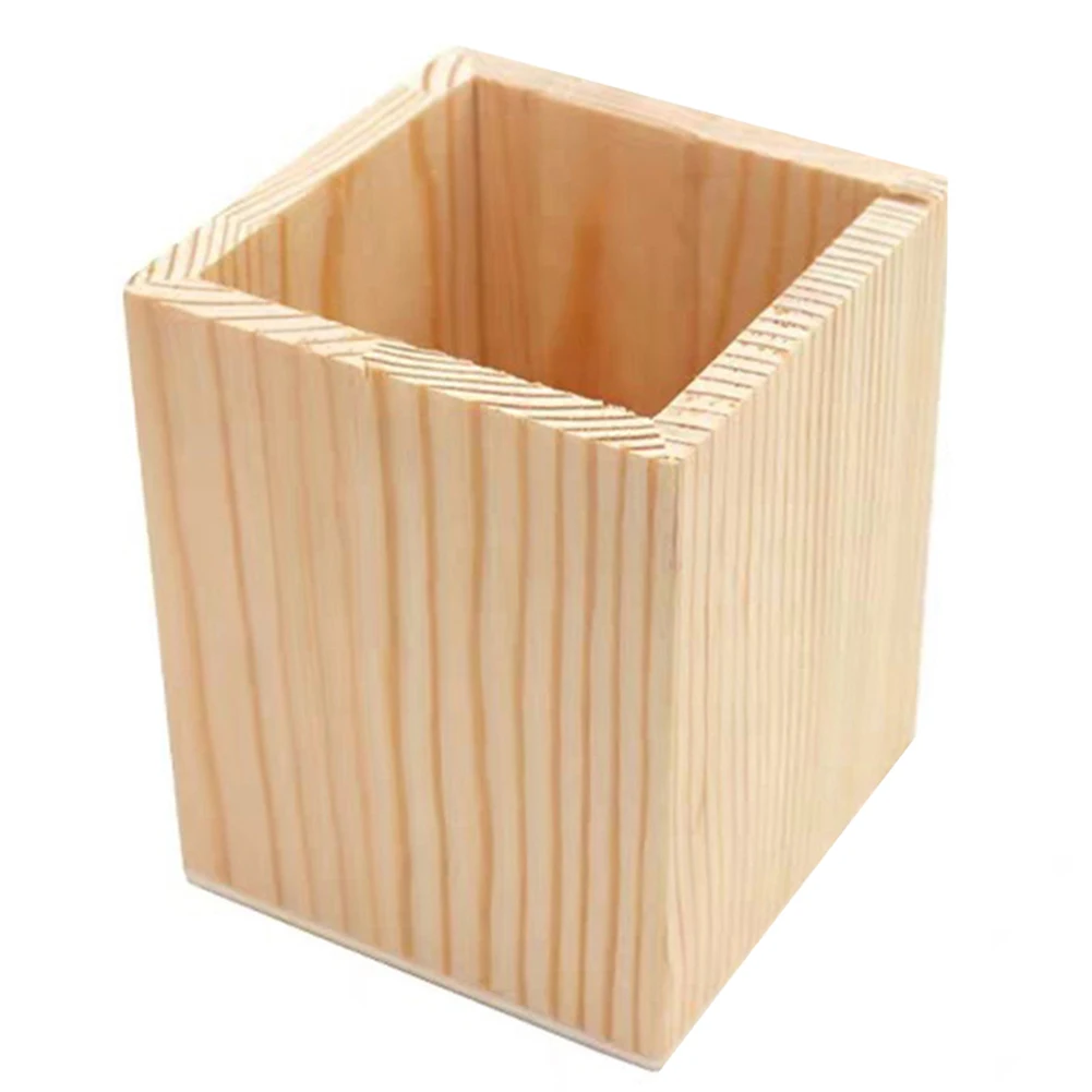 

Wooden Pen Pot Holder Pencil Desk Organizer Stationery-Makeup Brush Box Kitchen Chopsticks Tableware Storage Box Bin Container