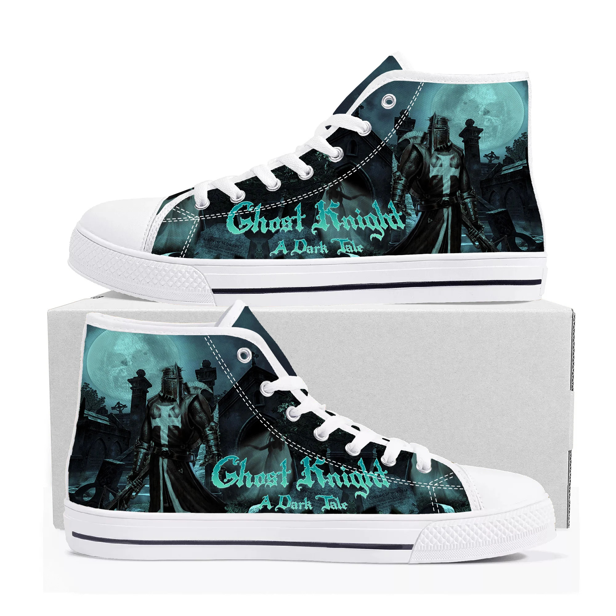 

Hot Anime Cartoon Game Ghost Knight High Top Sneakers Mens Womens Teenager High Quality Canvas Shoes Casual Tailor Made Sneaker