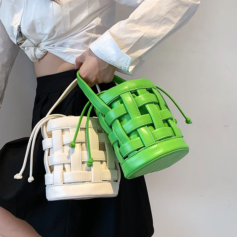 

Brand Woven Bucket Bags for Women High Quality Leather Shoulder Bag Cute Purse and Handbag Designer Crossbody Bag Luxury Satchel