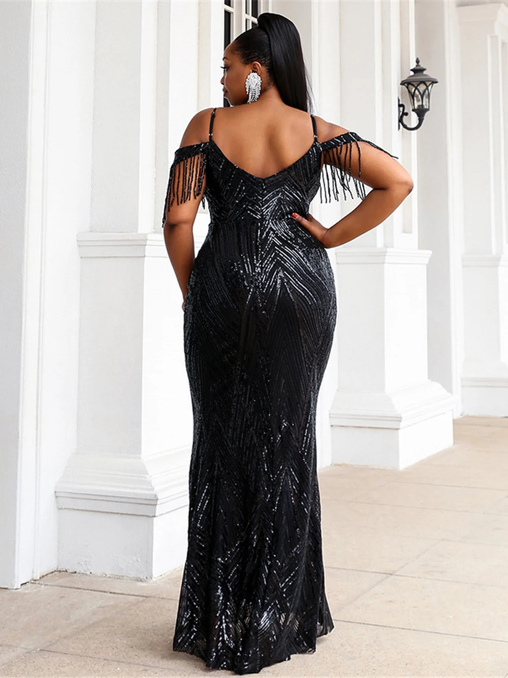 Plus Size Women Evening Dress Black Party Dress Sequin Off The Shoulder Elegant Prom Dress Bridesmaid Dress Cocktail Dress