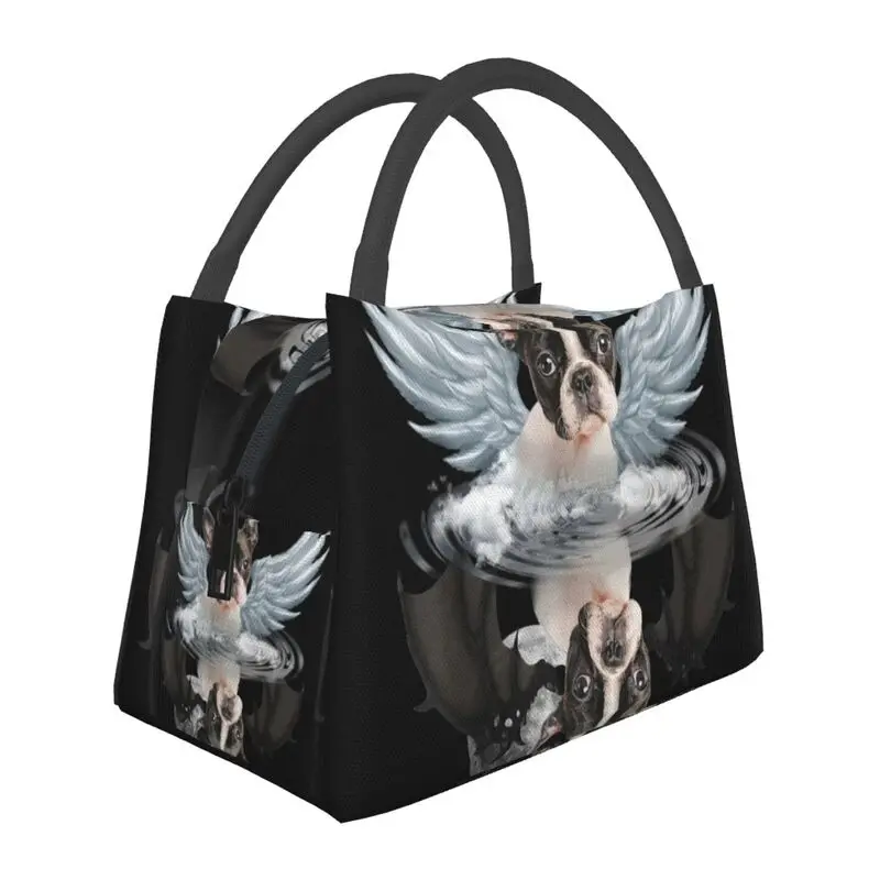 

Angel Boston Terrier Shadow Under Water Devil Portable Lunch Boxes Dog Thermal Cooler Food Insulated Lunch Bag Pinic Container