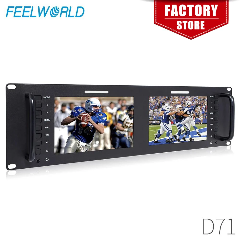 Монитор Feelworld D71 Plus 7 дюймов 3RU IPS 1280x800 широковещательный с креплением на стойке и 3G-SDI HDMI AV входной выход двойной экран промышленный