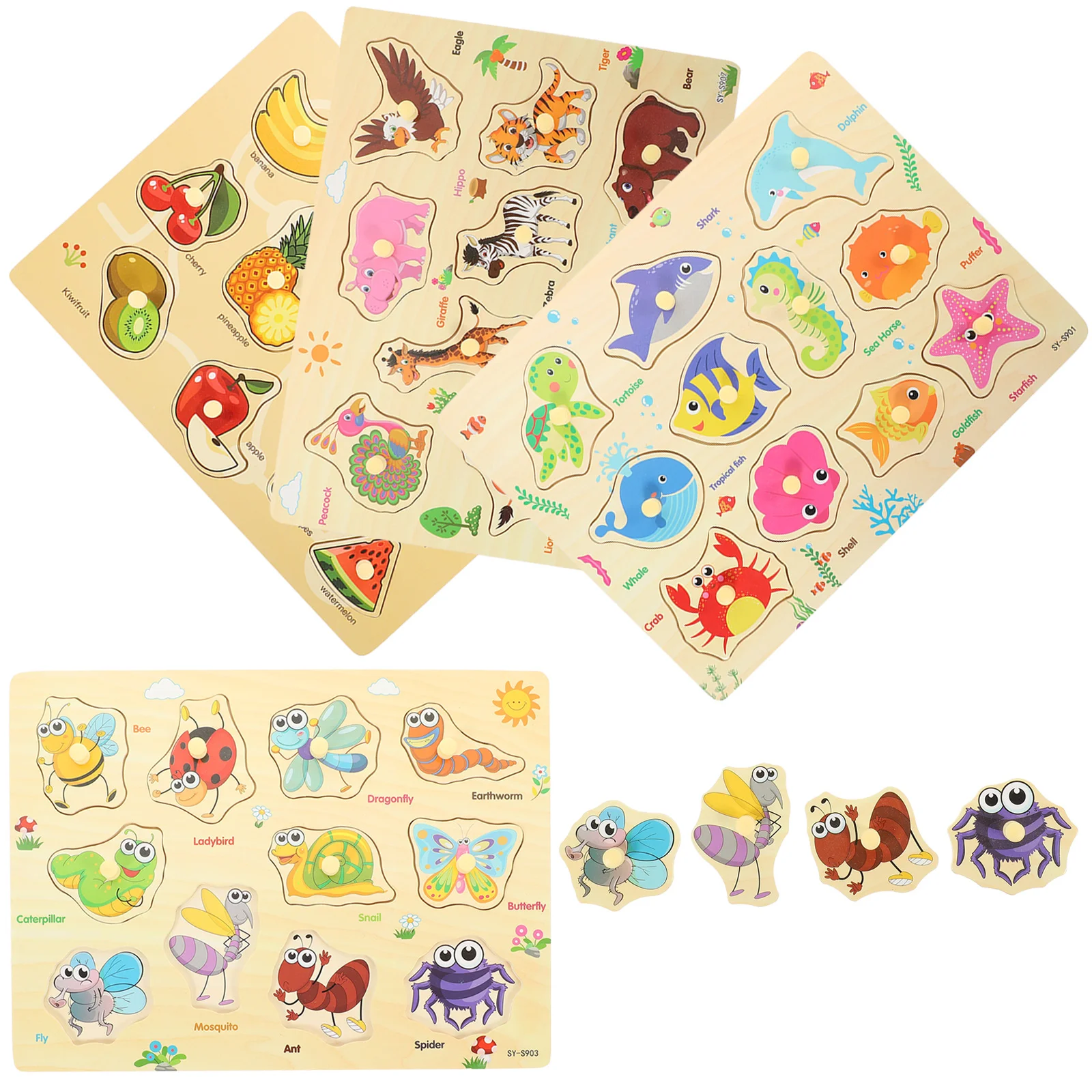 

Пазлы деревянные для детей, детская игрушка, доска для дошкольного обучения, животные 4-3 с зубчатыми колышками, Ферма для возраста