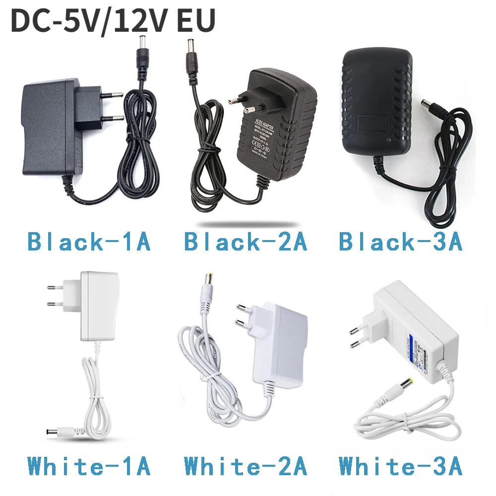 

110V-220V AC DC Adapter 12/5/24V Household Low Voltage Power Charger 1/2/3A DC 5.5mm*2.5mm EU Plug for Router Camera LED Light