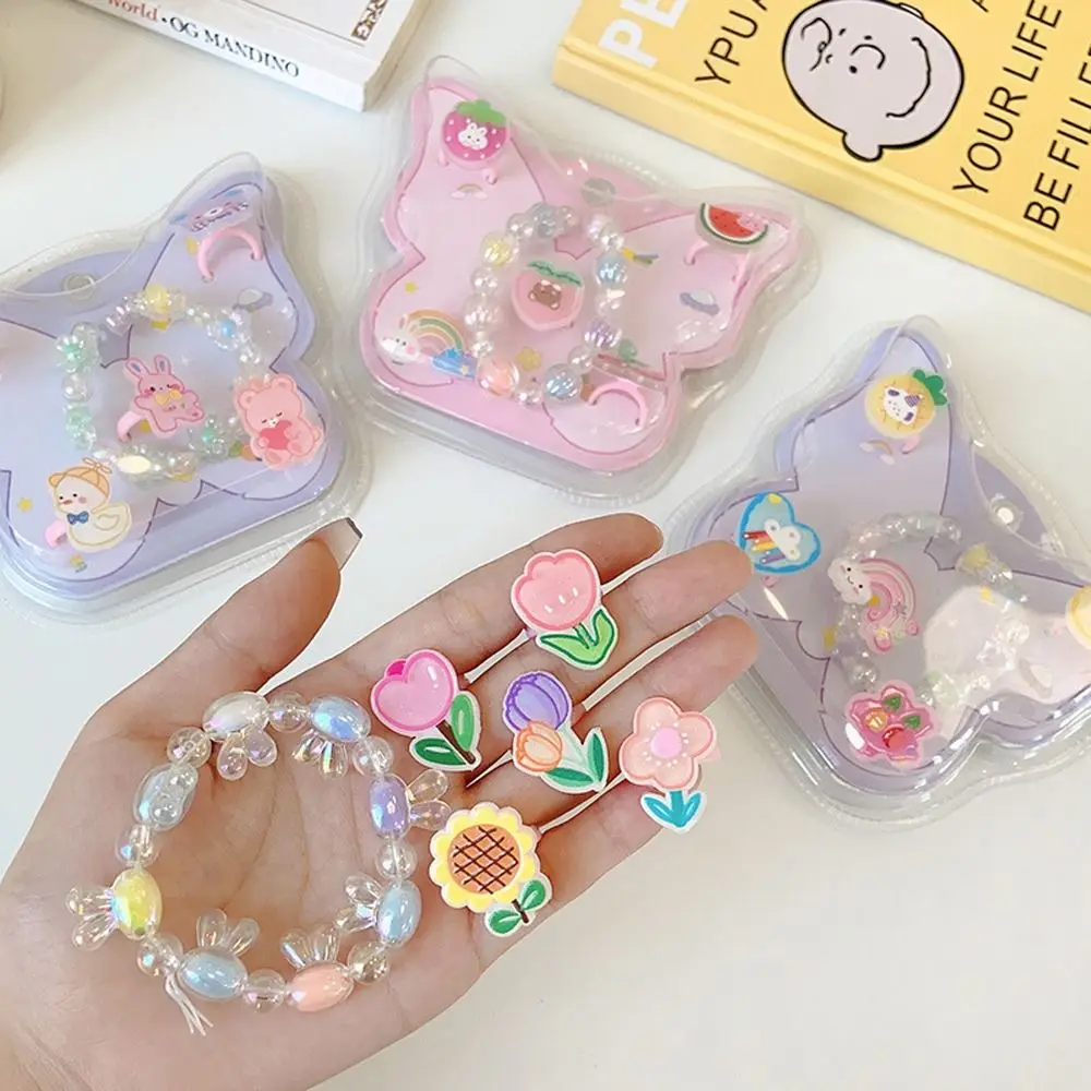 

Fashion Jewelry Sweet Girl Gift Beads Acrylic Rabbit Flower Kids Hand Strap Kids Bracelet Korean Style Ring Children Girl Ring