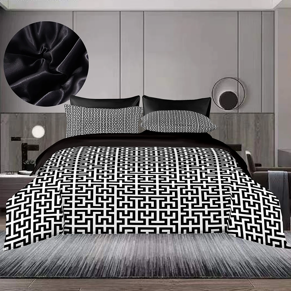 

Высококачественный комплект черного пододеяльника 210X210, Комплект постельного белья в минималистичном стиле, двуспальный Королевский разм...