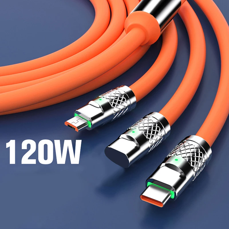 Зарядный кабель 3 в 1 120 Вт см Micro USB/Type-c несколько USB-кабелей для зарядки передачи