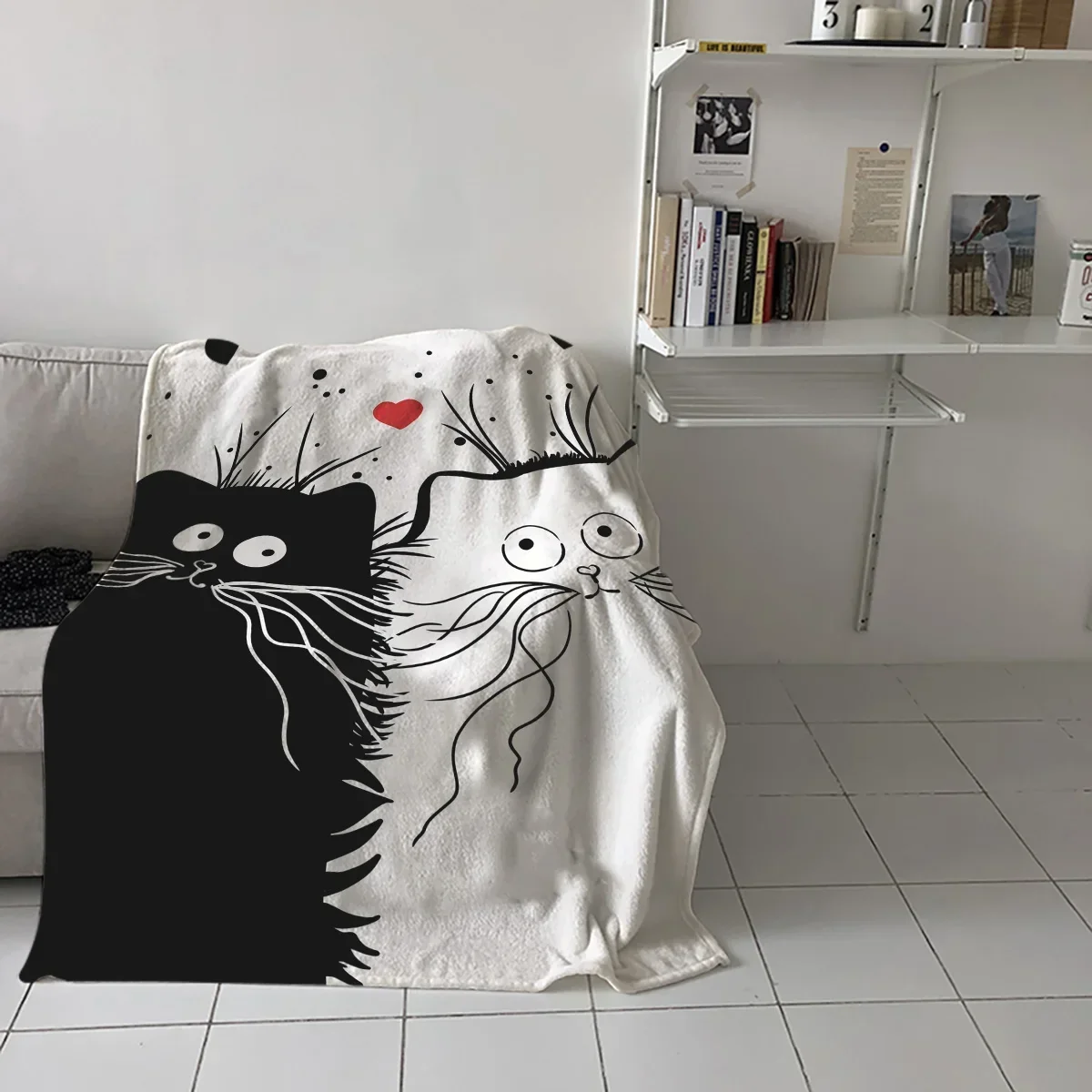 

Плед для кошек, супермягкое удобное плюшевое покрывало черного и белого цвета, легкий термальный плед для кровати, дивана, путешествий, пикника