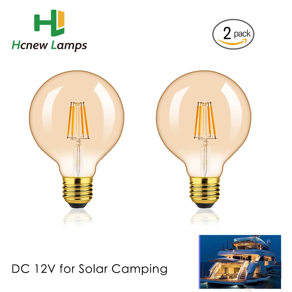 

Grensk Винтажные лампы G95 янтарные LED 12В E27 2 шт.