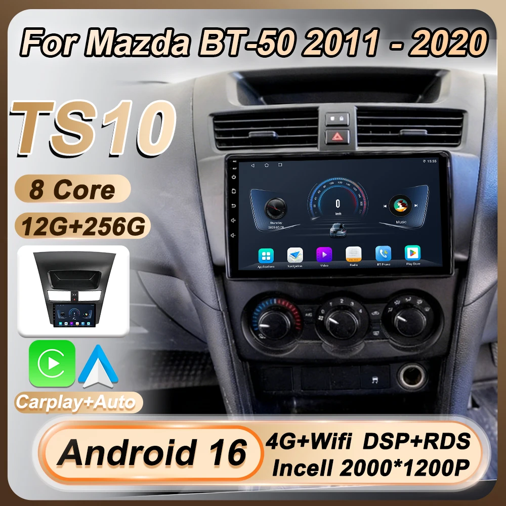 Фото Автомагнитола 2 Din для Mazda BT-50 2011-2020, Android 16, Carplay, GPS-навигация, сенсорный экран, 8-ядерный процессор, 5G Wi-Fi, без DVD-плеера №1