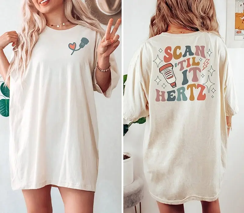 Футболка в стиле ретро с ультразвуковой техникой Scan Til It Hertz Back Design Sonographer Technologist