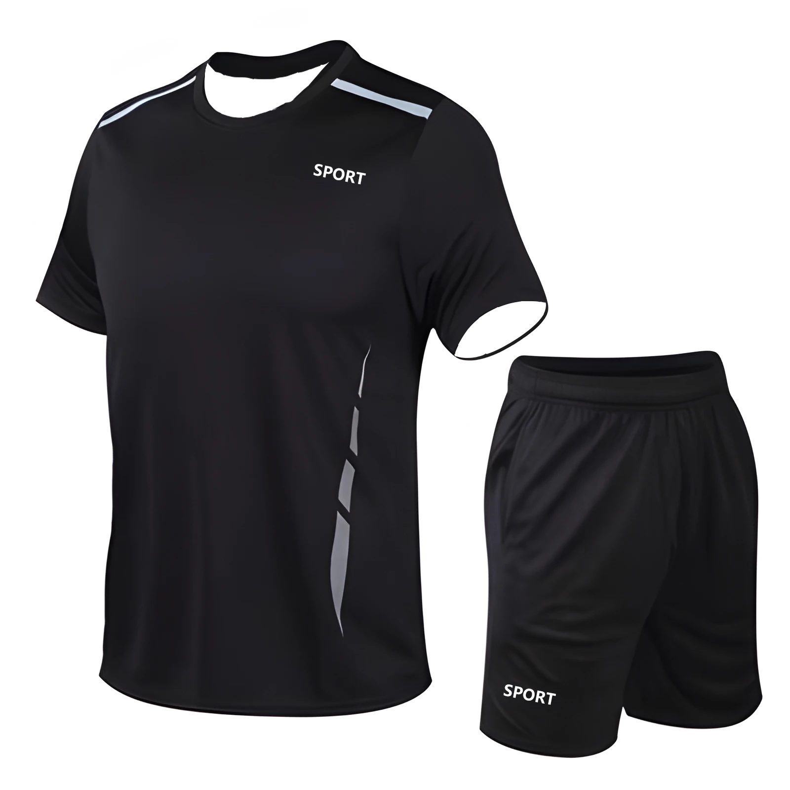 Men's Quick Drying Set Running Tight T-shirt Sports Set Gym Fitness Top Beach Pants Sportswear Suit Fashion Oversized Clothing