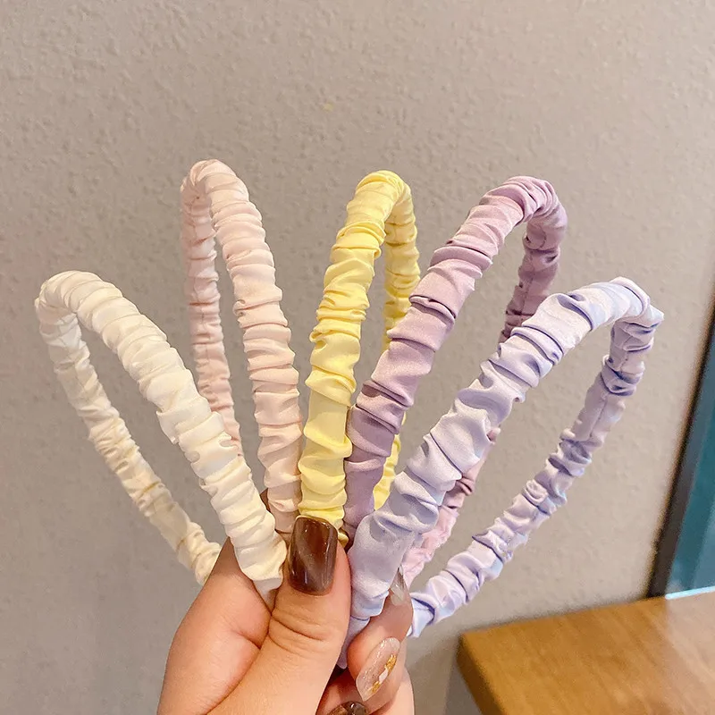 

Korean Sweet Cute Hairbands for Women Solid Color Headband Girl Hair Bundle Elegant Pleated Hair Hoops Fashion Hair Accessories
