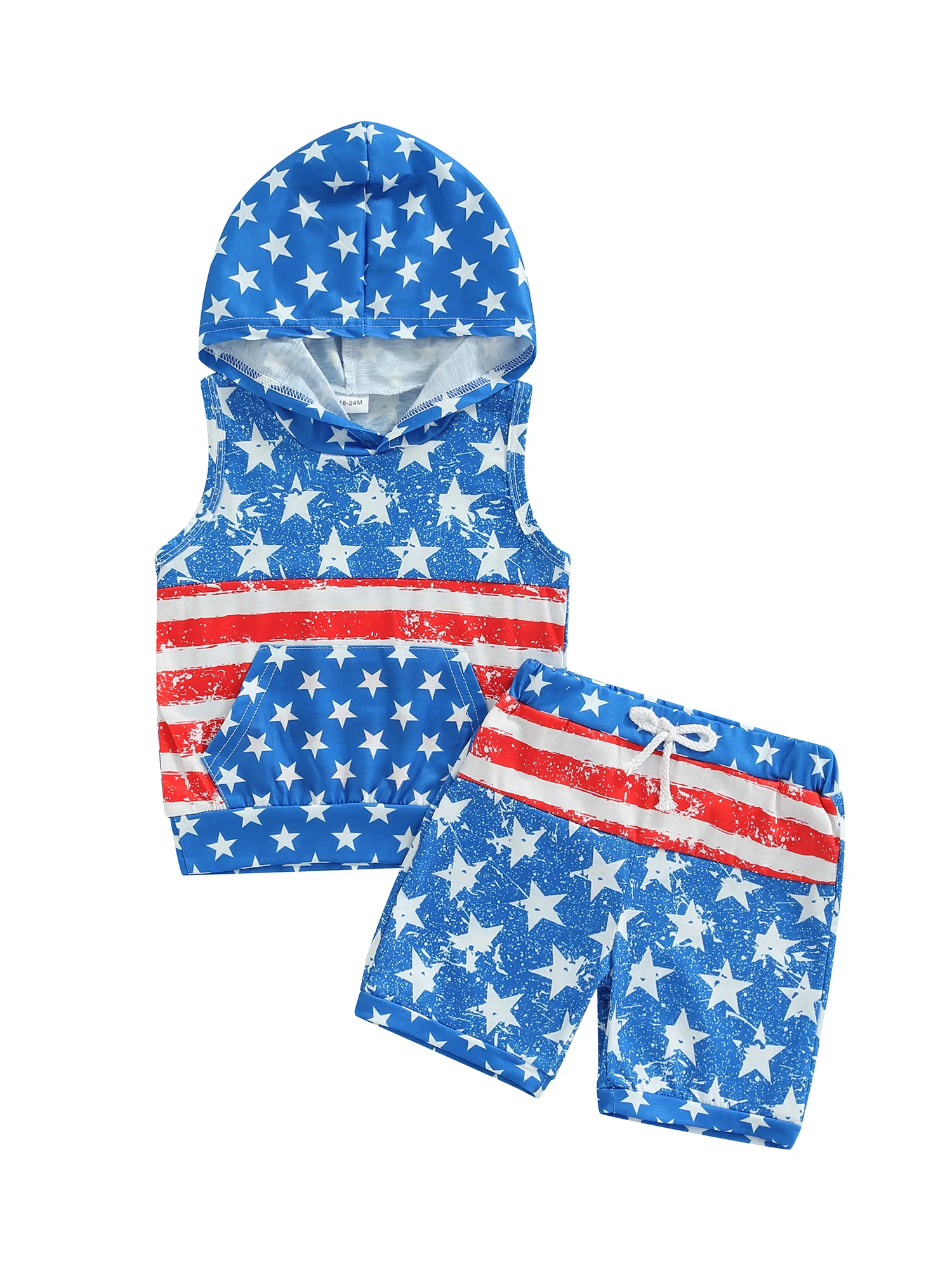 

4 июля, одежда для маленьких мальчиков, костюм с американским флагом, толстовка без рукавов со звездами и полосками, комплект из топа и шорто...