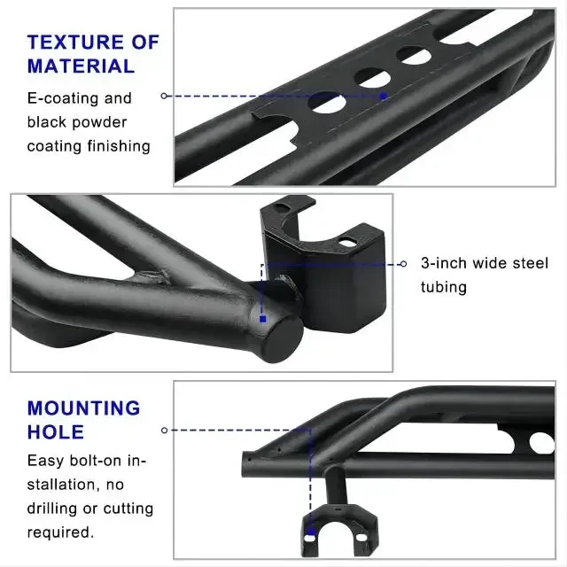 Черный армированный доспех для двери 2/4 боковой шаг Nerf Bar Rock Slider Rail подножки Jeep